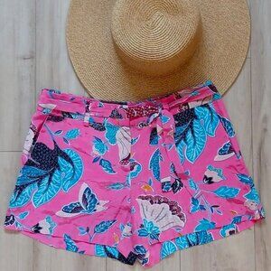 LOFT Shorts Pink Blue Tropical Print XS 00/2 Like New